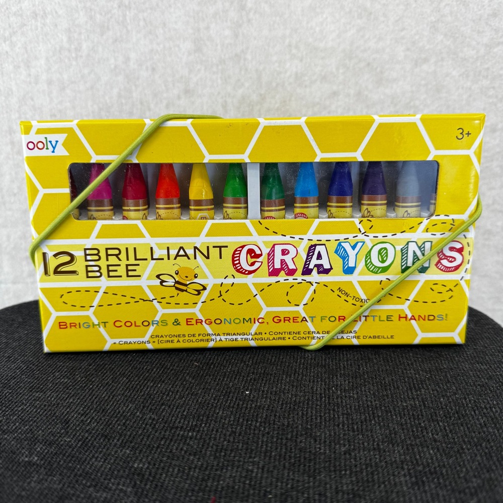 Brilliant Bee 12 Count Triangular Beeswax Crayons Ergonomic Non-Toxic Set Ooly
